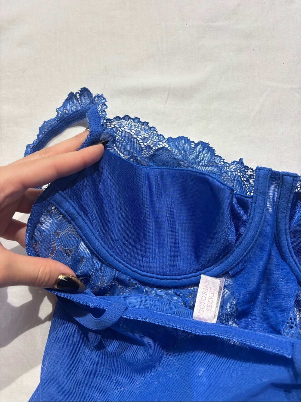 Victoria's Secret 1999 Royal Blue Floral Lace Bodysuit - Picture 7 of 9